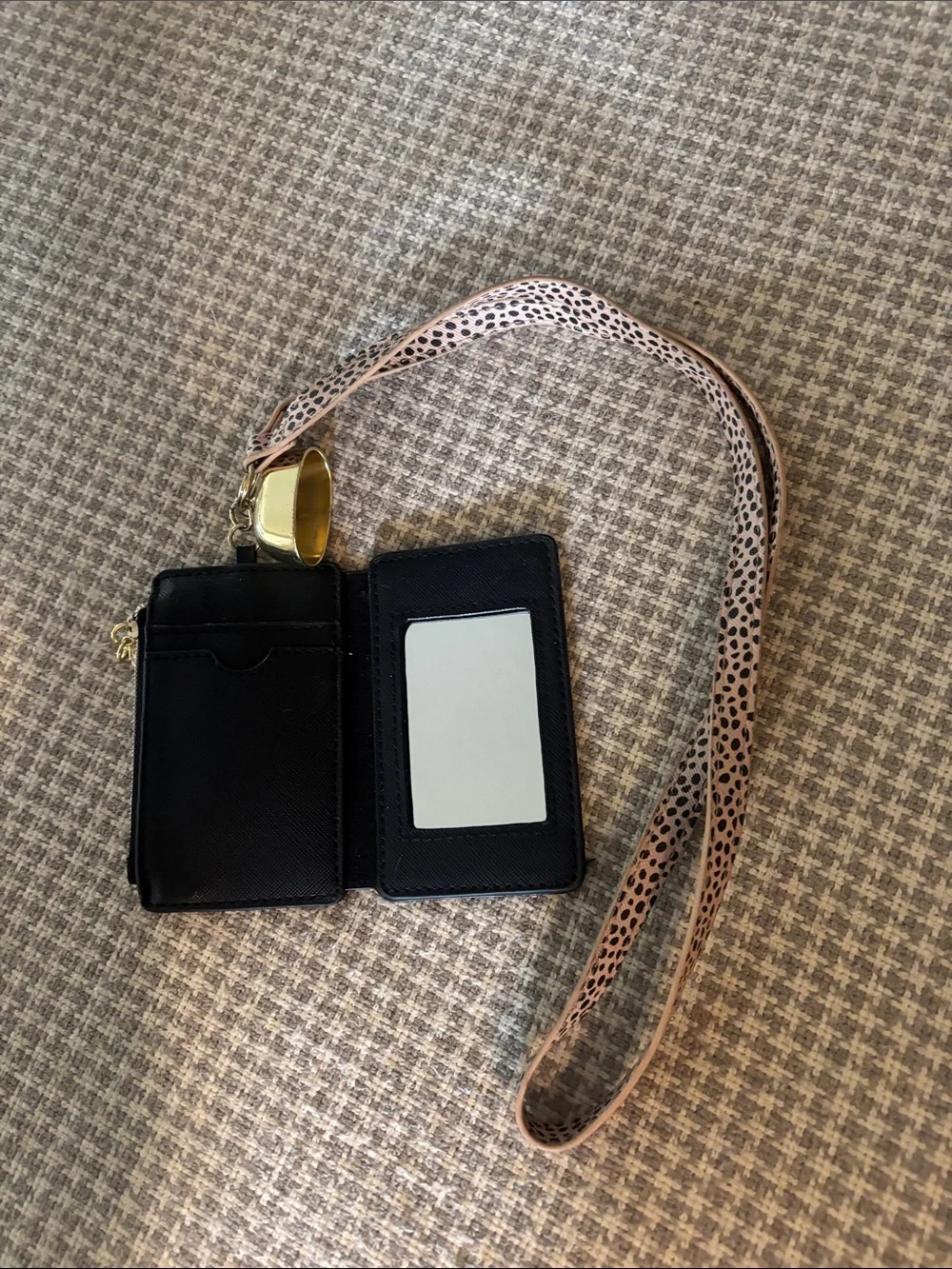 Bath & Body Works Black Card Case with Pink Speckled Lanyard